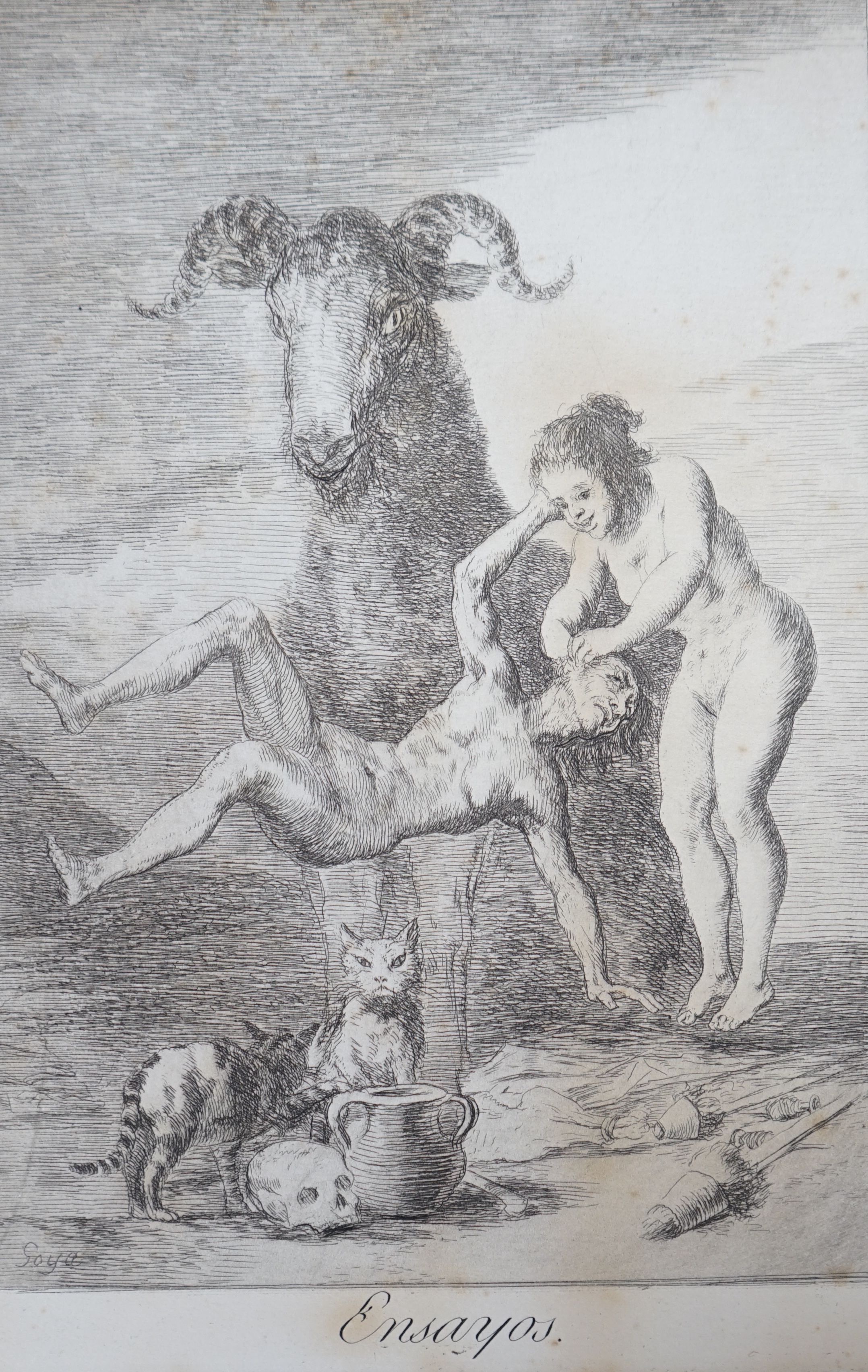 After Goya, two engravings, 'Ensayos' and 'No Hay Quien Nos Desate', numbered 60 and 75, overall 29 x 21cm, unframed